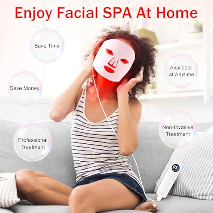 STRBOXONG LED FACE MASK LIGHT THERAPY 4 COLOURS LED MASK FACE WITH RED LIGHT THERAPY FOR FACE CARE PINK - Image 4